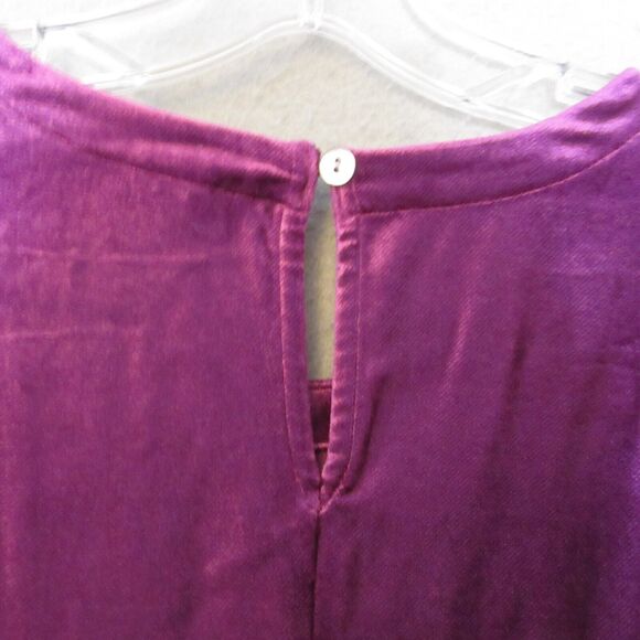 J Jill Dress Large Purple Velvet Short Sleeve Shift Lagenlook Party NWT - Picture 11 of 12